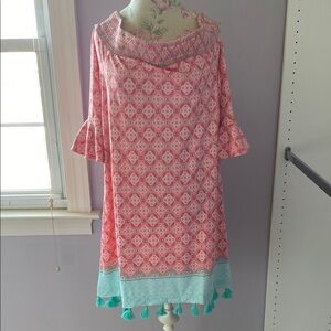 Cabana Life Pink and Teal Swim Coverup